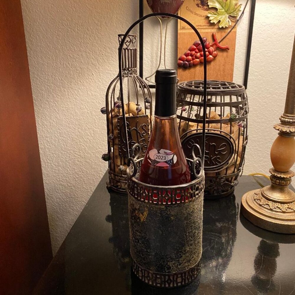 Rustic Metal Wine Bottle Holder (excludes wine)